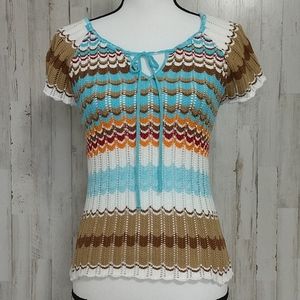 btrue Crochet Short Sleeve Top
